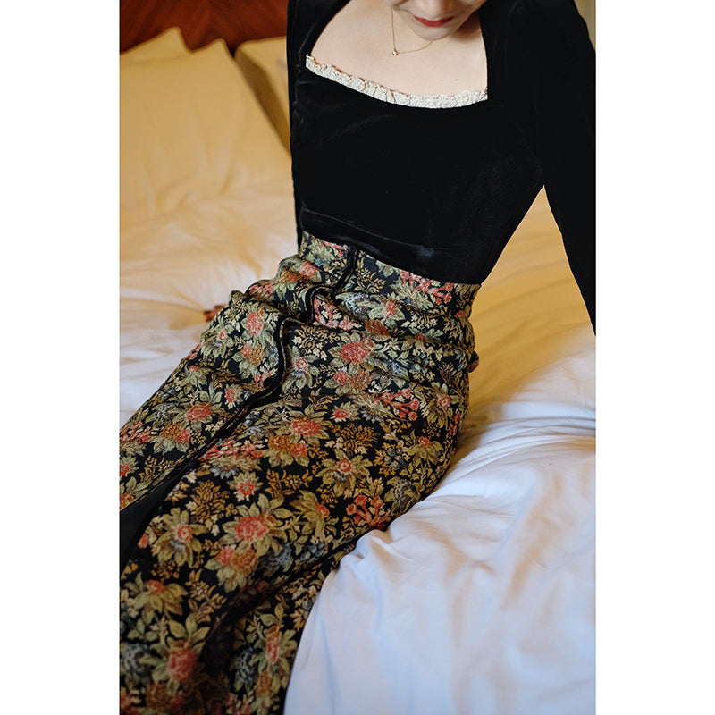 Bouquet of flowers jacquard skirt