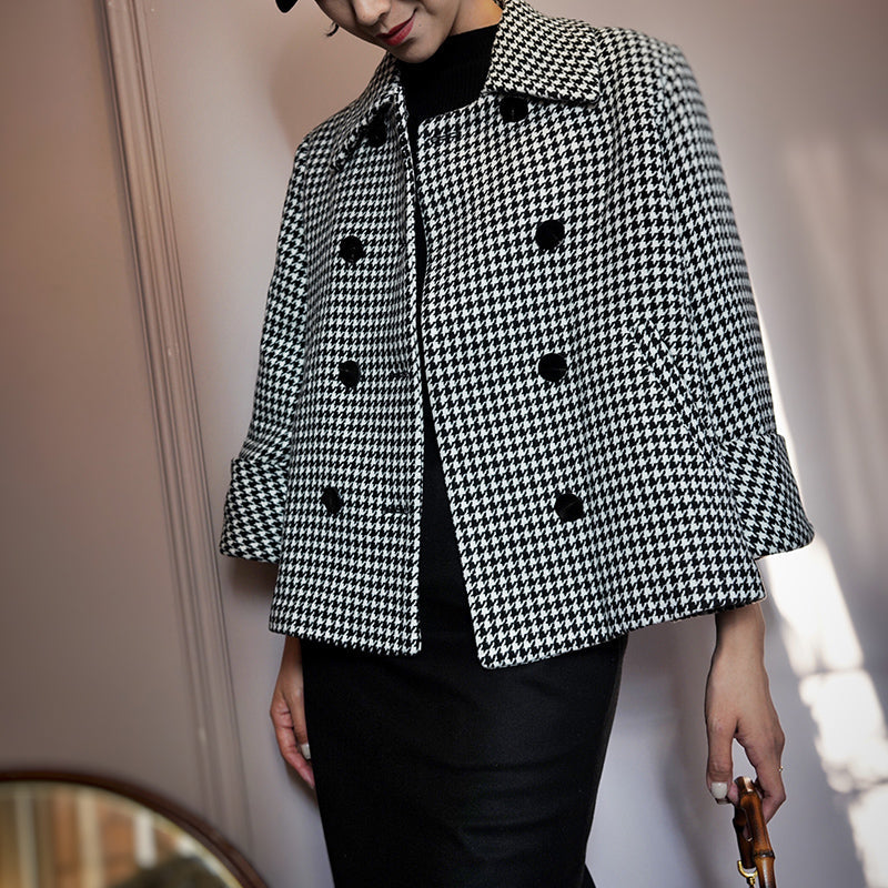 Houndstooth Plaid Classical Wool Jacket