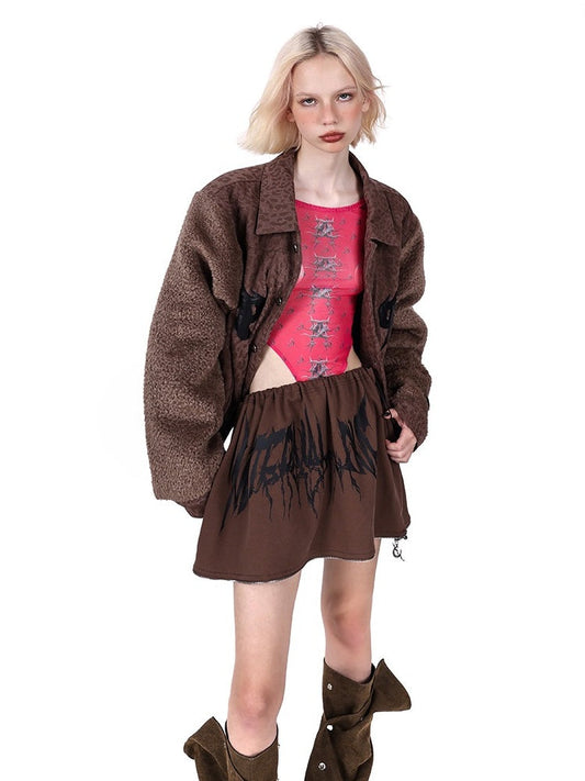 Leopard Print Denim Stitch Boa Jacket【s0000004353】