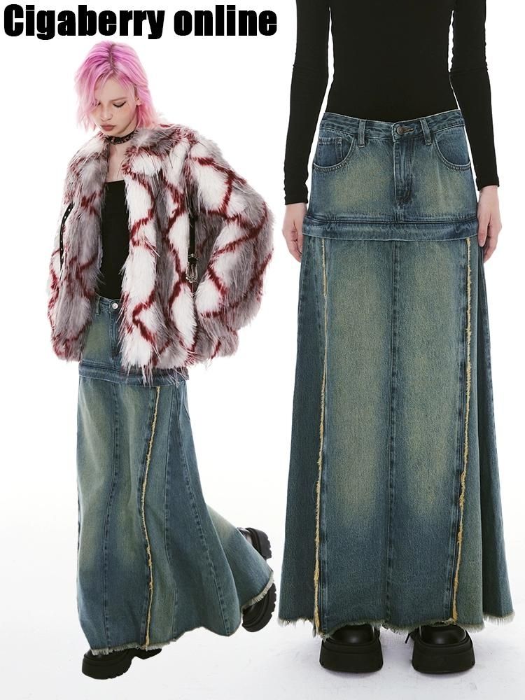 Denim Low Waist Long Half Skirt【s0000004967】
