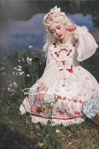 Bodhi Lolita - Strawberry Fruit Tea - Chiffon Long Sleeve Sweet Lolita Blouse
