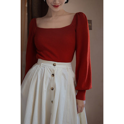 Crimson Lady Bishop Sleeve Knit