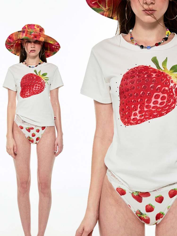 Summer Fruit Printed Loose T-Shirt【s0000009137】