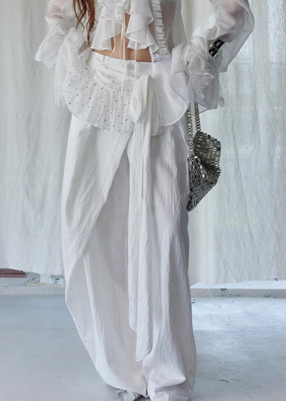 Lace-Trimmed Wide-Leg Culottes
