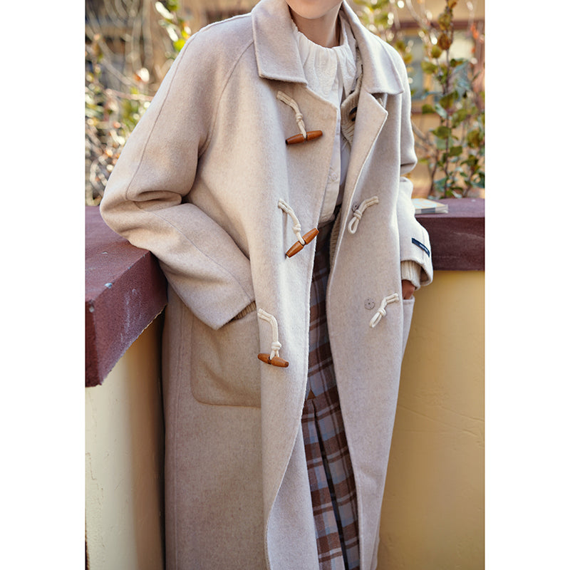 White Brown Lady Classical Duffle Coat