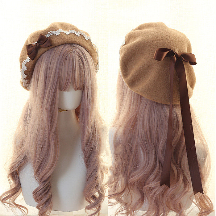 Xiaogui - Japanese Style Sweet Woolen Lolita Lace Beret