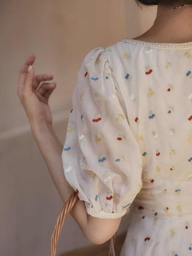 Floral embroidered dress with glittering jewels