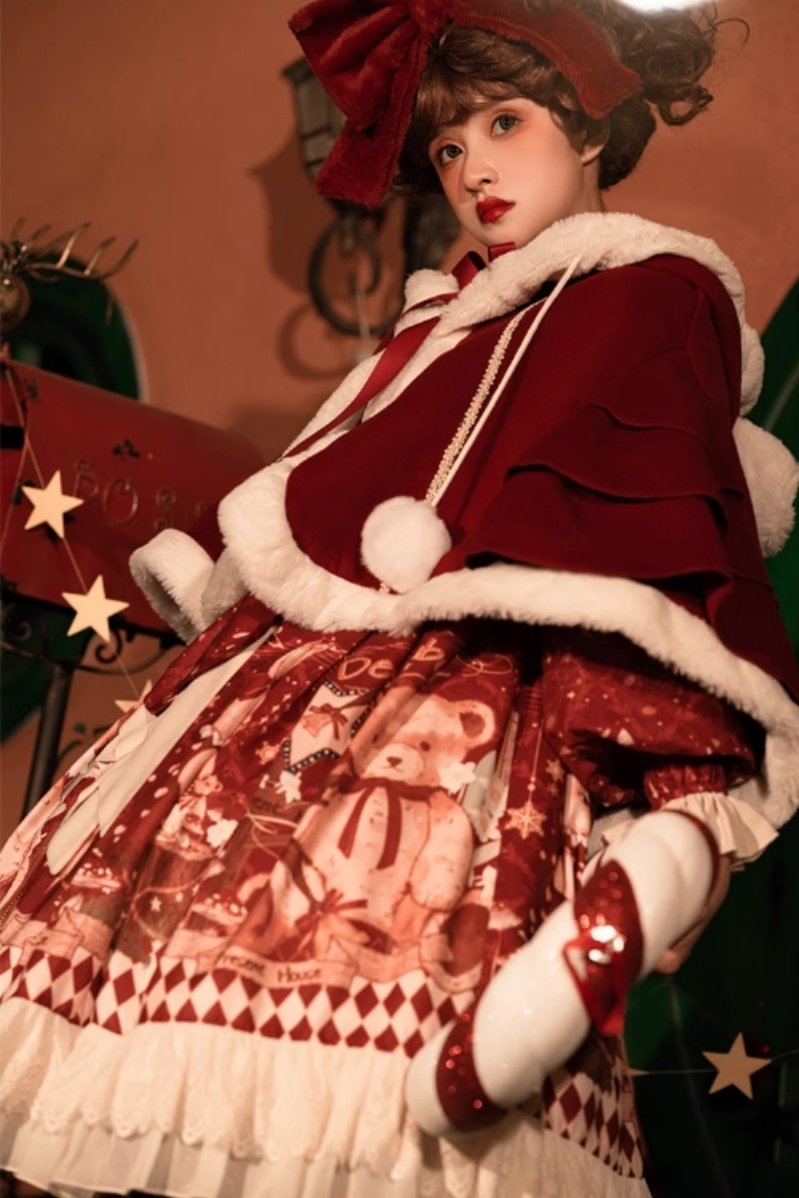 Sweet Date - Christmas Lolita OP Red Lolita Cape