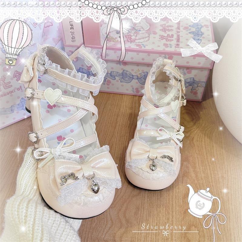 The Season of Booming Flowers - Showa Dreamland - Sweet Lolita Heels, Cute Claw-Shaped Heels