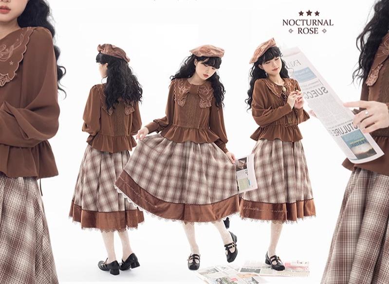 ZeeYe - Night Rose - Classic Lolita Shirt Double Layer Bow Embroidered Versatile Blouse