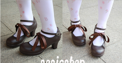 Sosic - Qing Mengnuo - Elegant Lolita Satin High Heel Handmade Shoes
