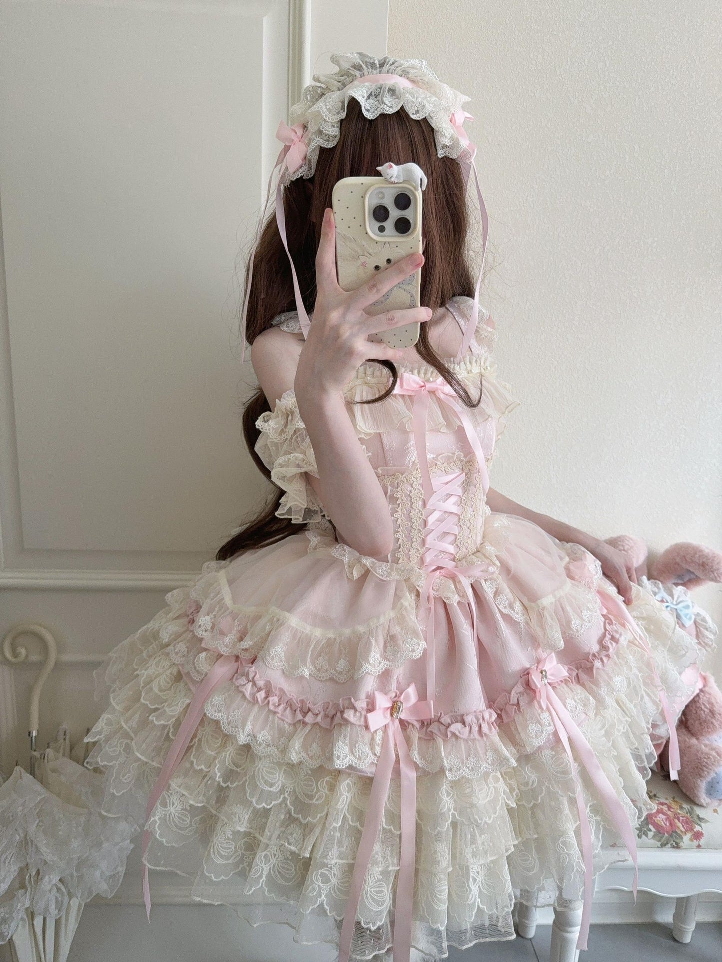 Sugar Girl - Ribbons of Love - Sweet Lolita JSK Dress, Tiered Ruffles