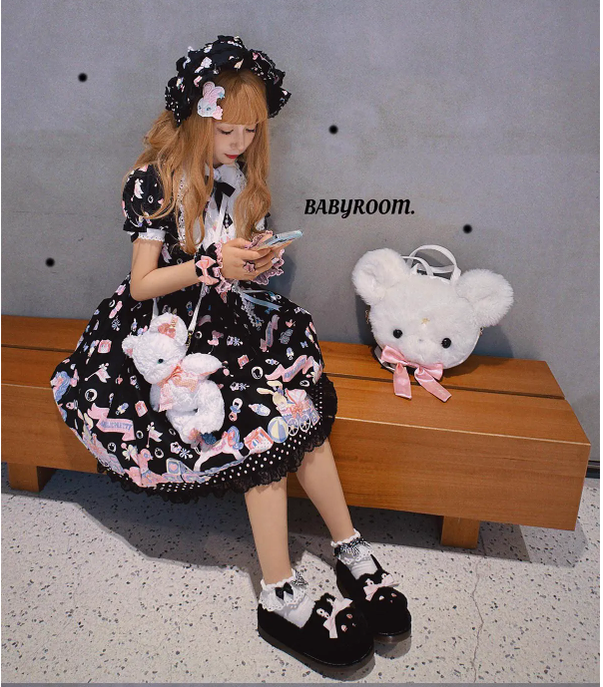 Sheep Puff - Rabbit Fur - Sweet Lolita Shoes Plush Rabbit Winter Lolita Shoes