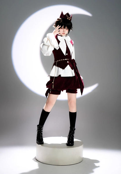 Princess Chronicles - Hare Hunter - Vintage Red Ouji Suit With Bunny Ear Hooded Jacket