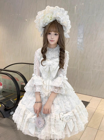 Mengfuzi - Dream Paradise - Chiffon Sweet Lolita Blouse With Half Princess Sleeves