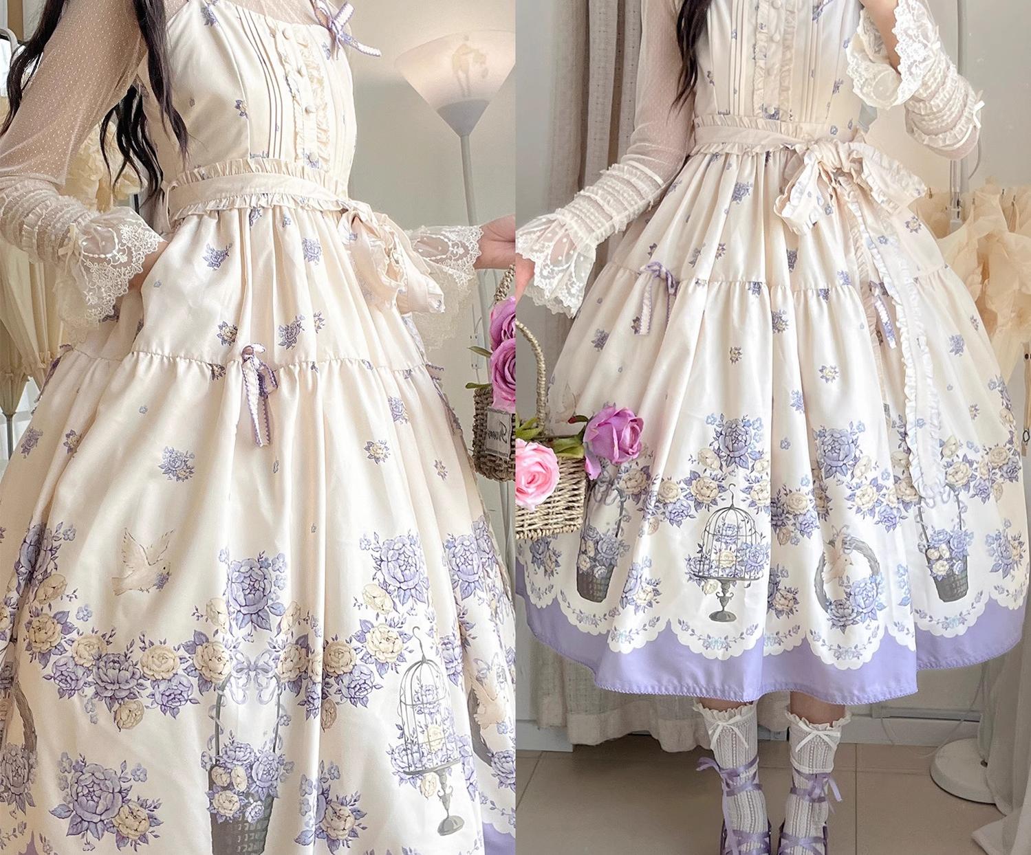 DreamWhale - Floral and Bird Series - Classic Lolita JSK Suit Floral Print Dress