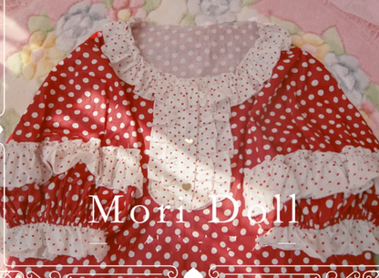 Mori Doll - Strawberry Jam - Sweet Dot Print Short Sleeve Shirt Multicolors