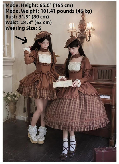 With PUJI - Oak Hymn - Classic Lolita Plaid OP Suit, Side Zipper