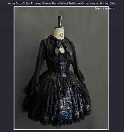 SUSIN - Night Traveler - Classic and Elegant Gothic Dress with Colorful Window Prints