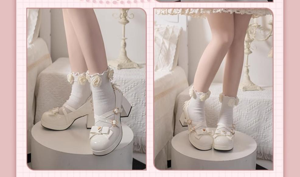 Milk Bun Bunny - Sweet Lolita High Heel Bow Princess Lolita Shoes
