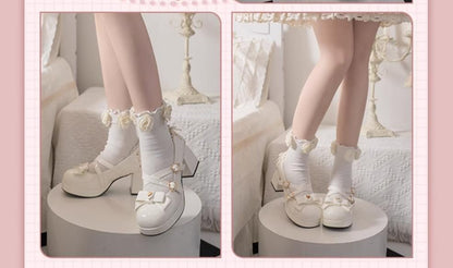 Milk Bun Bunny - Sweet Lolita High Heel Bow Princess Lolita Shoes
