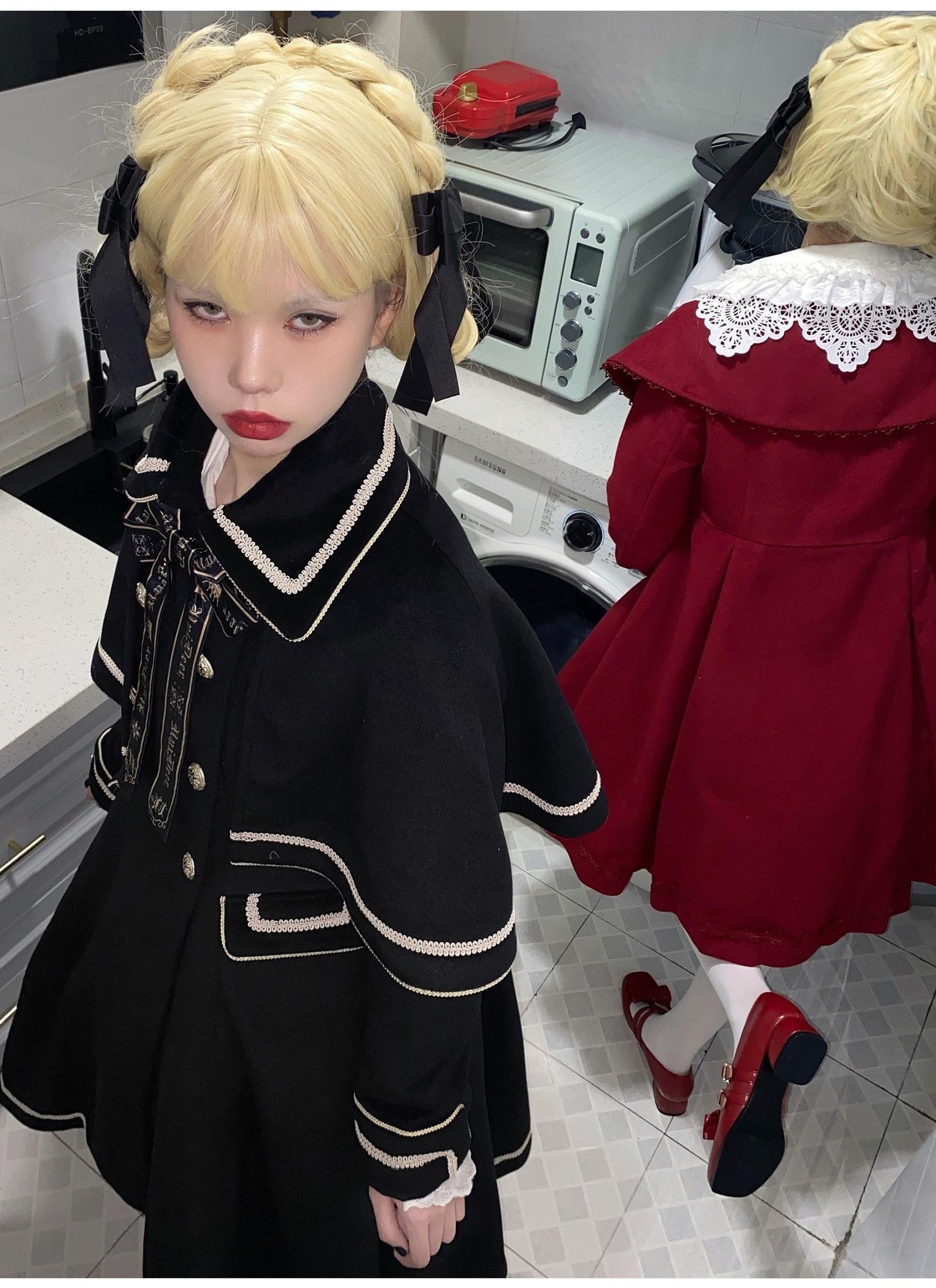 Unideer - Galaxy Traveler - Classic School Lolita Overcoat with Detachable Cape and Bow