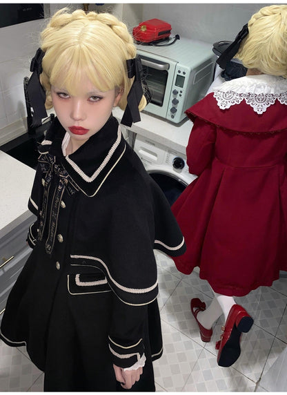 Unideer - Galaxy Traveler - Classic School Lolita Overcoat with Detachable Cape and Bow