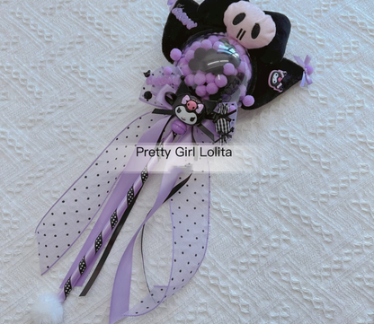Pretty Girl Lolita - Purple Black Cartoon Kulomi - Kid Lolita Accessory Clips and Cane