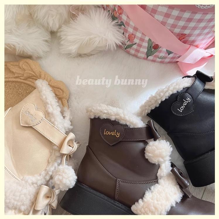 Beauty Bunny - Furry Bear - Winter Cute Lolita Shoes Short Snow Boots