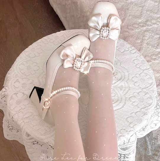 Pure Tea For Dream - Transatlantic Love Poem - Sweet Elegant Lolita Mid-Heel Daily Shoes