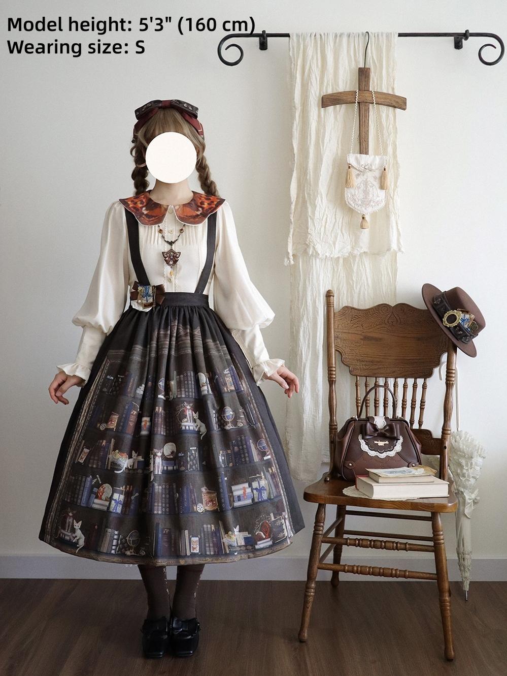 Miss Point - German Bookshelf - Classic Lolita SK, Detachable Suspenders