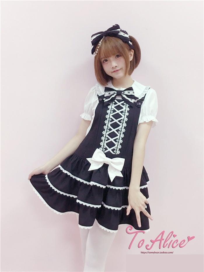 To Alice - Old School Lolita Salopette Suit Tiered Dress