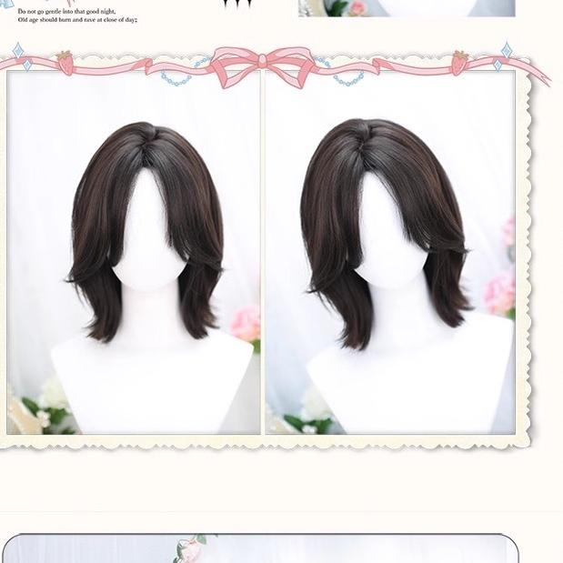 Dalao Home - Bitter Wine - Daily Lolita Short Wig Eight-character Bangs Short Black Tea