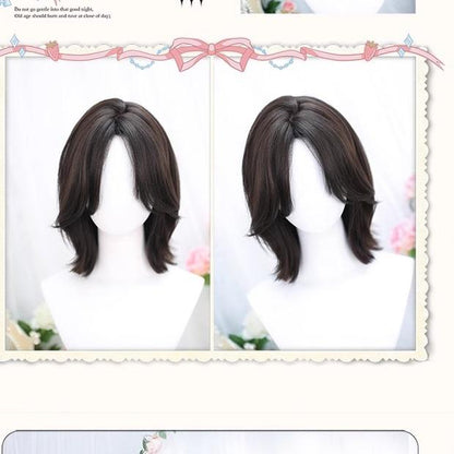Dalao Home - Bitter Wine - Daily Lolita Short Wig Eight-character Bangs Short Black Tea