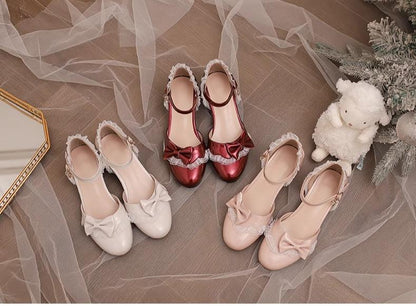 Yana - Sweet Lolita Sandal with Low Chunky Heel and Bow Decoration