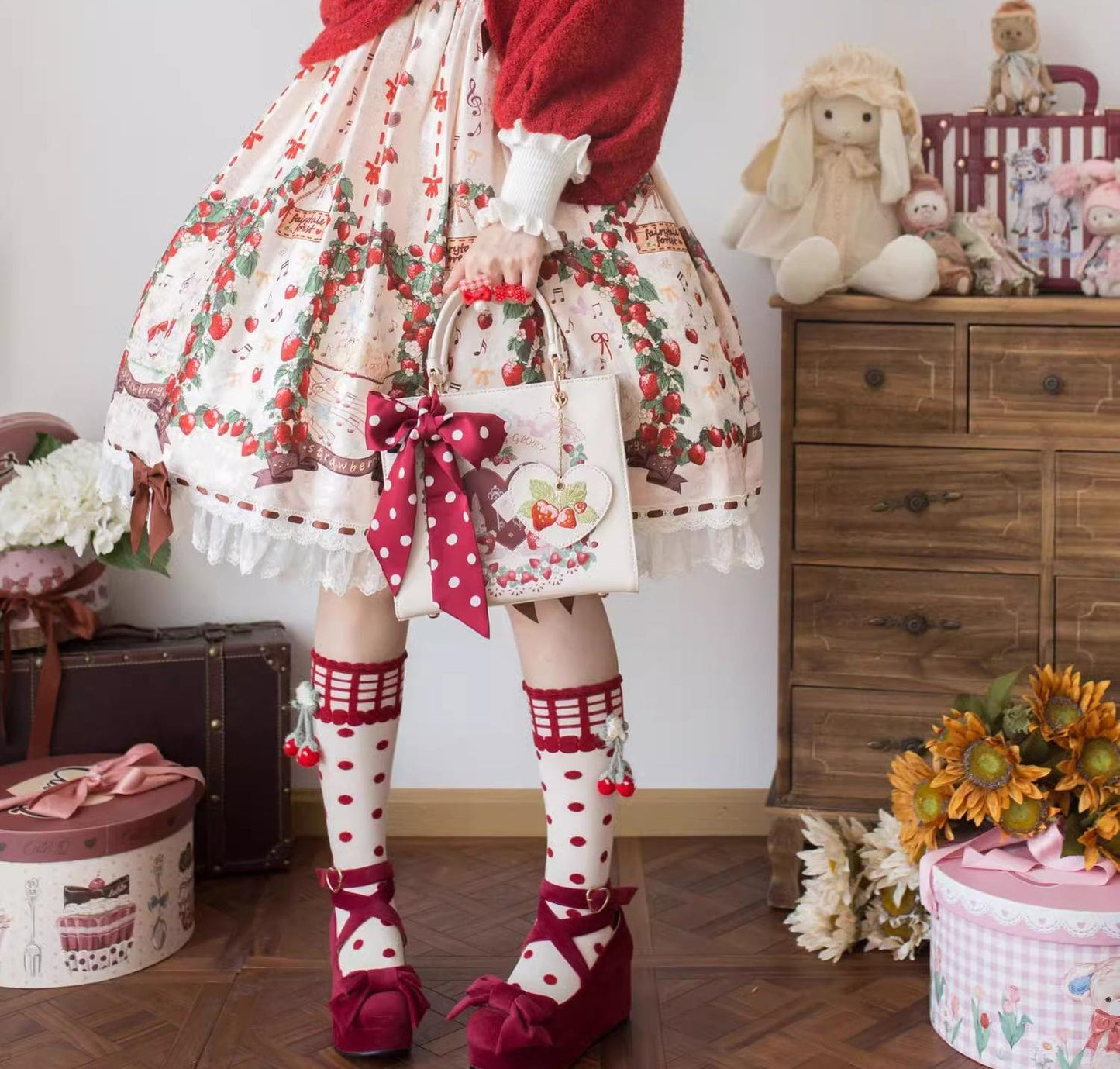 Morning Glory - Retro Lolita Handbag PU Square Wedding Bag