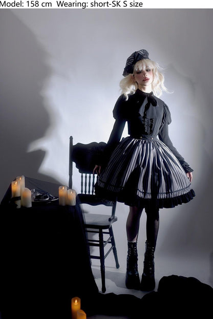 Miss Point - Classical Chocolate - Classic Lolita Skirt Elegant Striped SK