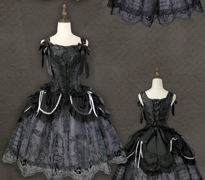 AuroraBorealis - Moonshadow - Gorgeous Wedding Lolita Dress Set Embroidered JSK SK and Bodice