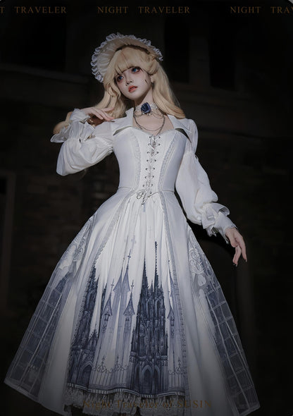Susin Lolita - Night Traveler - Gothic Lolita Skirt Long Coat Long-Sleeved Shirt and Bustier
