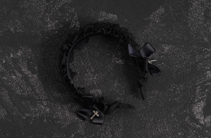 Strange Sugar - Gothic Black Lolita KC Cross Lace Headband Lolita Accessories