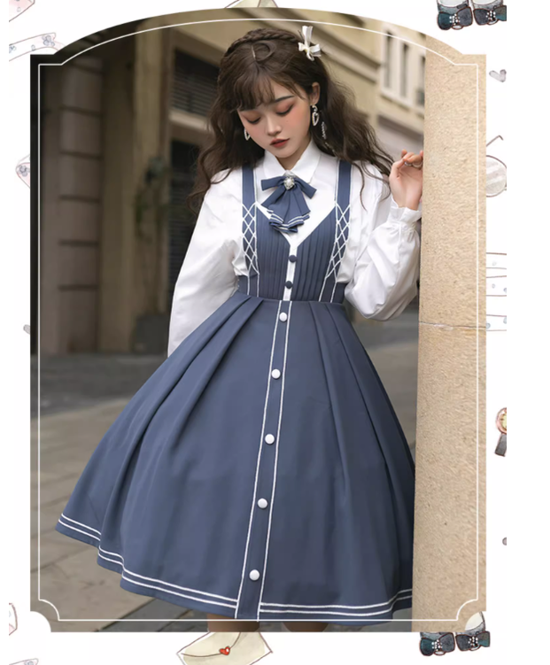 Chunlv Lolita - Book of Lies - Elegant College Style Princess JSK Set