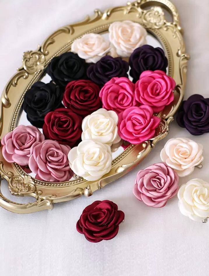 Xiaogui - Retro Lolita Brooch Rose Hairpins Flower Headdress