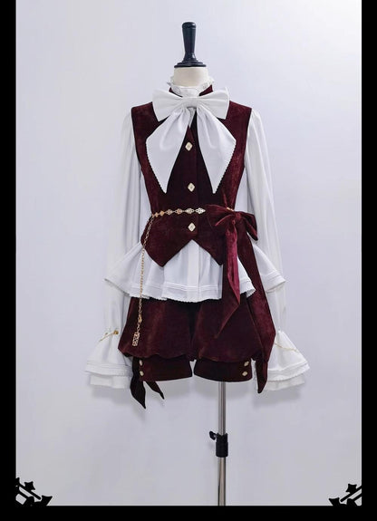Princess Chronicles - Hare Hunter - Vintage Red Ouji Suit With Bunny Ear Hooded Jacket
