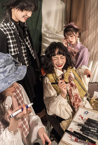 ZJstory - Gilded Age - Vintage Lolita Vest Suit Oil Painting Style Skirt Coat