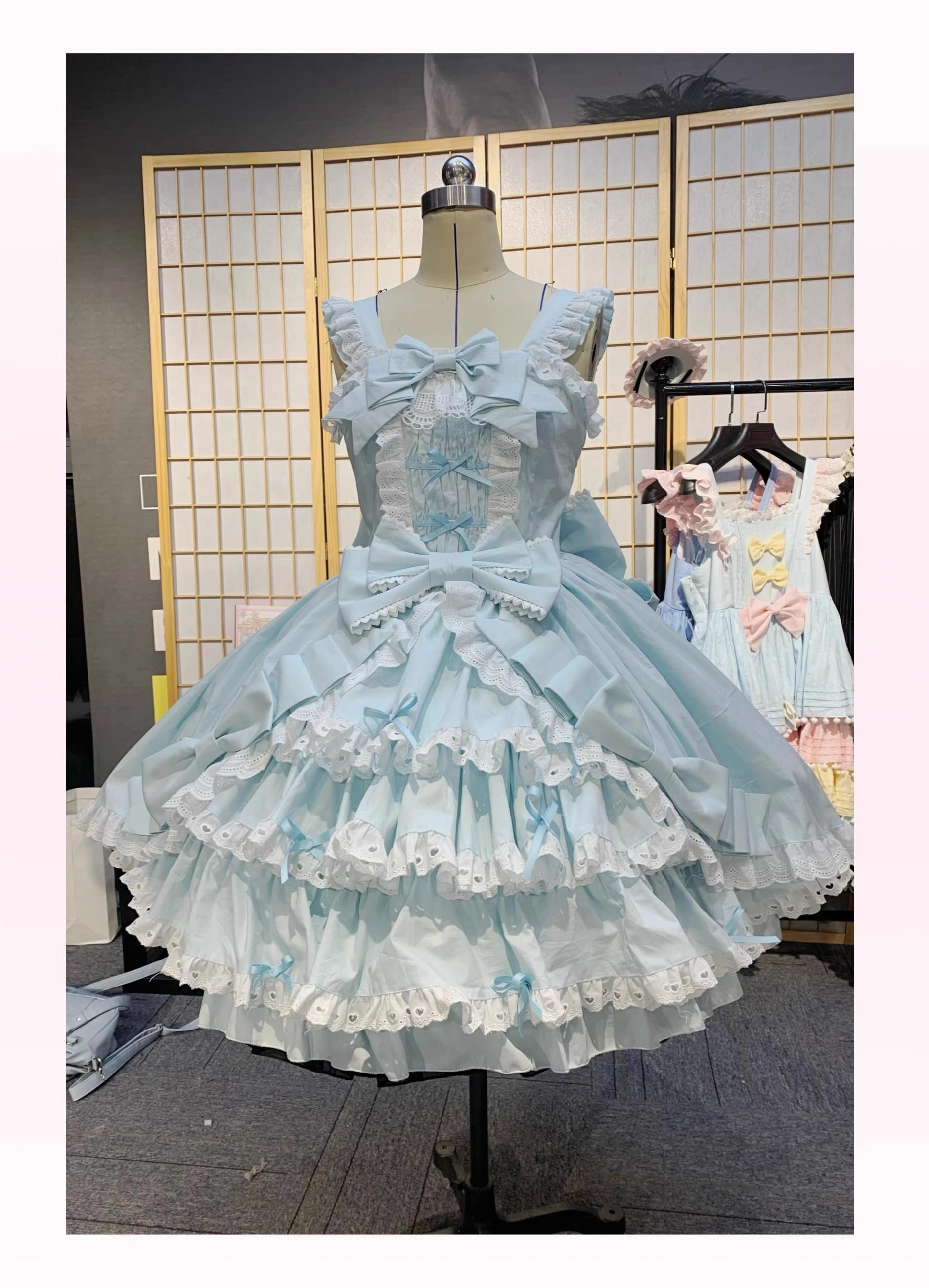 Chubby Cat Diary - Gryza - Plus Size Princess Lolita JSK, Cotton Tiered Ruffles