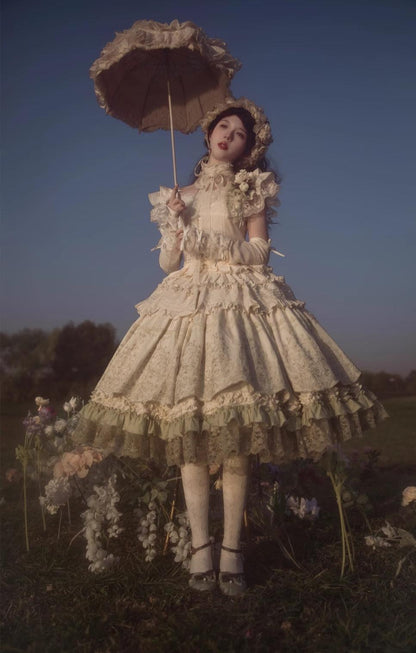 ZJstory - 14-line Poem Set - Classic Lolita Separate Dress Set Tiered Ruffles Skirt