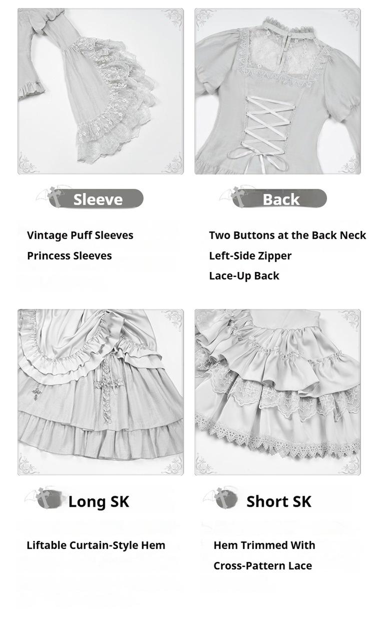 With PUJI - Letter and Poetry ﾂｷ Humanoid Robot - Silver Gothic Lolita Mermaid Skirt Set