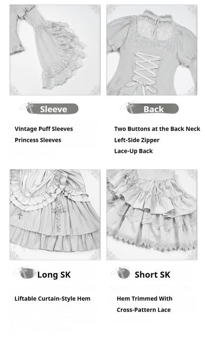 With PUJI - Letter and Poetry ﾂｷ Humanoid Robot - Silver Gothic Lolita Mermaid Skirt Set