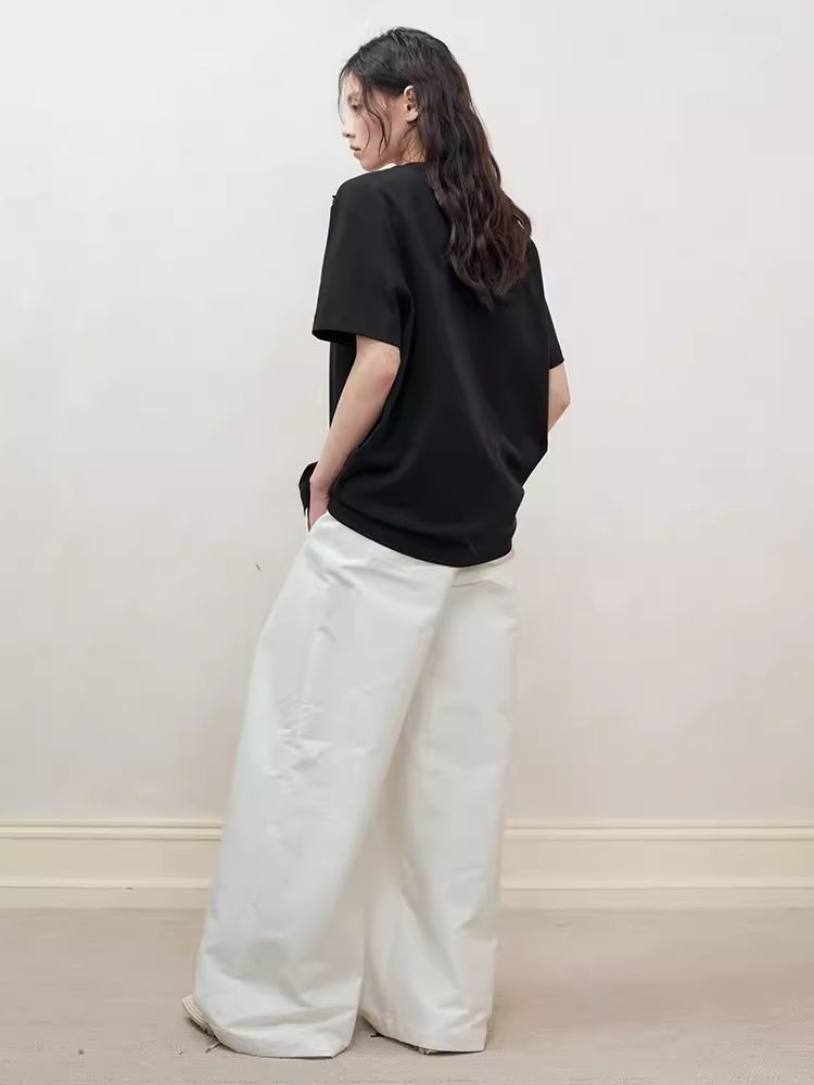 Retro three-dimensional beaded flowers loose T-shirt【s0000008192】