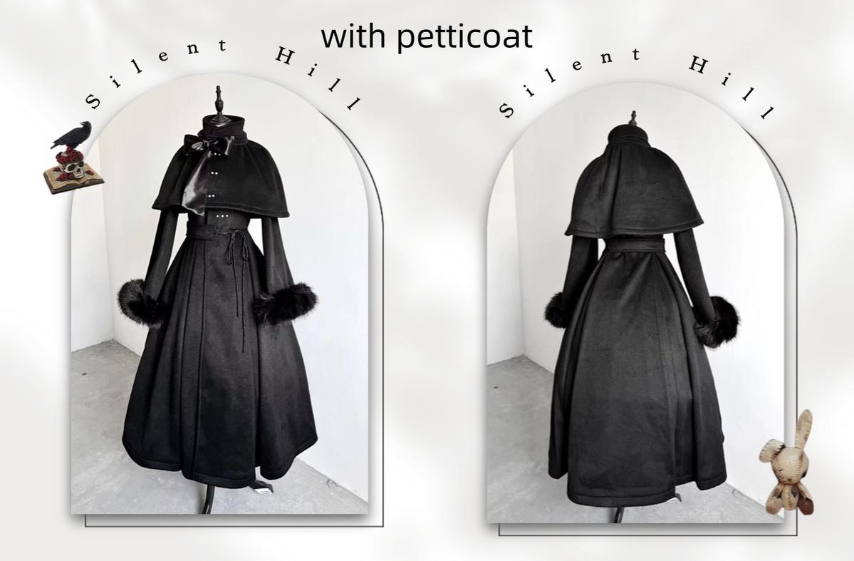 The Original Witch - Silent Hill - Winter Long Gothic Lolita Coat, Detachable Cape